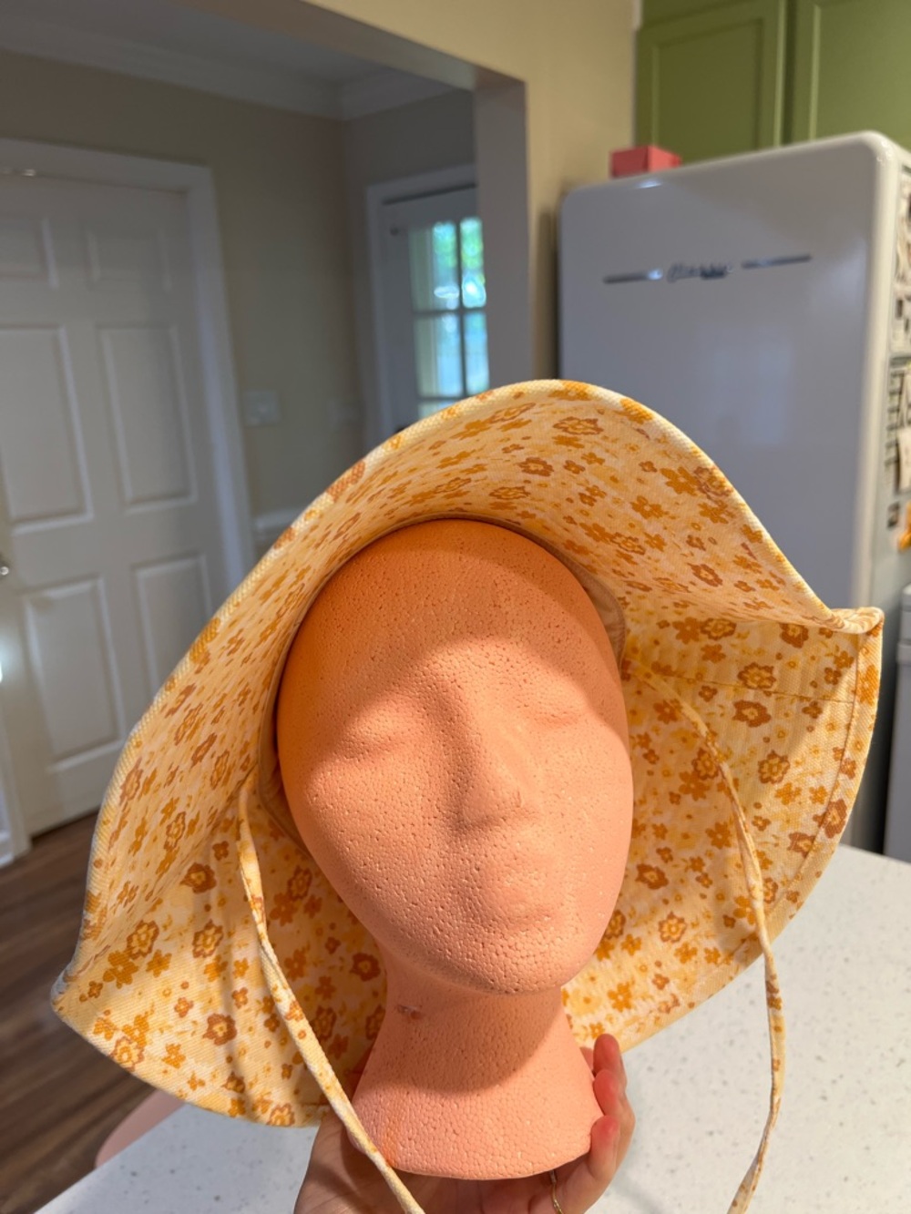 Lack Of Color Yellow and Orange Floral Bucket Hat with straps